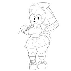 amy_rose big_breasts classic_amy_rose hammer mochikirb skirt sonic_(series) sonic_the_hedgehog_(series) thick_thighs thunder_thighs wide_hips