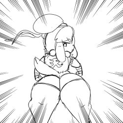 angry_face animal_crossing big_ass isabelle_(animal_crossing) mochikirb nintendo sketch thick_thighs viewed_from_behind