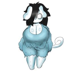 black_hair dog_ears dog_tail ghost_girl mochikirb torn_clothes white_fur