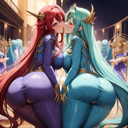 ai_generated blue_clothes blue_clothing blue_eyes blue_hair chaos_(warhammer) cult cultist cultists multiple_girls orgy red_hair tzeentch unstable_diffusion warhammer_(franchise) warhammer_fantasy