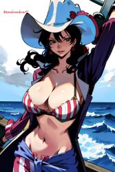 1girls ai_generated alvida belly_button big_breasts bikini breasts cowboy_hat female female_only mandoraekonai one_piece