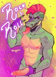 1boy 2022 abs alligator alligatorid anthro anthro_only artist_name athletic athletic_anthro athletic_male big_cock big_penis boner bracelet bracelets claws completely_nude completely_nude_male crocodile crocodilian crocodylid digital_drawing_(artwork) digital_media_(artwork) english english_text erect_penis erection facepaint fangs finger_claws fingerless_gloves five_nights_at_freddy's five_nights_at_freddy's:_security_breach glans gloves grabbing_own_penis grabbing_penis green_skin half-closed_eyes hand_on_penis holding_penis humanoid_genitalia humanoid_penis long_penis long_tongue male male_anthro male_nipples male_only male_pubic_hair mohawk_(hairstyle) montgomery_gator_(fnaf) muscles muscular_male nude nude_male pecs pectorals penile penis penis_focus penis_grab red_hair reptile scottgames shaka_sign sharp_teeth smile smiley_face smiling solo spiked_bracelet steel_wool_studios studded_bracelet text tongue tongue_out veiny_penis wgguus