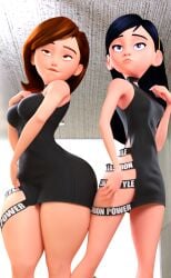 2girls 3d 3d_(artwork) ass athletic athletic_female big_ass big_breasts black_hair bottom_heavy breasts brown_hair bubble_ass bubble_butt bust busty chest curvaceous curvy curvy_figure dark_hair daughter digital_media_(artwork) disney elastigirl eyebrows eyelashes female female_only fit fit_female helen_parr hero heroine hips hourglass_figure huge_ass huge_breasts human large_ass large_breasts legs light-skinned_female light_skin long_hair mature mature_female milf mother mother_and_daughter multiple_girls petite petite_body petite_female pixar pixar_mom round_ass round_butt short_dress short_hair slim slim_waist straight_hair superhero superheroine the_incredibles the_incredibles_2 thick thick_hips thick_legs thick_thighs thighs top_heavy upper_body violet_parr voluptuous voluptuous_female vtemp waist wide_hips