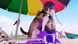 3d 3d_(artwork) ahe_gao beach big_breasts canid_on_humanoid canine canine_on_human dkclaude3d doggy_style dominant_feral fate/grand_order fate_(series) female female_human feral feral_on_female from_behind_position human male male/female male_canine murasaki_shikibu_(fate) murasaki_shikibu_(swimsuit_rider)_(fate) purple_hair sunny swimsuit wolf zoophilia