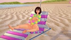 3d ahe_gao beach breasts chara cum cum_covered futanari masturbation orgasm orgasm_face tagme undertale undertale_(series) undertale_futanari