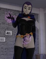 3d 3d_(artwork) ass big_ass big_breasts breasts crossover daz3d daz_studio dc dc_comics futa_only futanari large_ass latex pin3d pussy raven_(dc) superheroine tagme teen_titans testicles