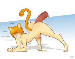 2022 2boys anal big_ass cat_ears cat_tail catboy cum dakota018 femboy gay glasses horsecock male male_only oc orange_eyes orange_hair simple_background text yaoi