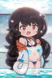 adorable ai_generated cherry_blossom cherry_blossoms clothed cute kawaii original_character sadie_blossom swimming_pool swimsuit swimwear