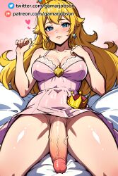 ai_generated big_penis flaccid flaccid_penis futa_only futanari gamarjobson lying_on_back mario_(series) nintendo princess_peach seductive_look