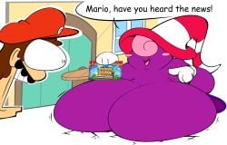 1boy 1girls breakykobold breasts brown_hair fat_fetish female female_focus flabbergasted ghost ghost_girl gloves hair_covering_eyes hat hat_covering_eyes hyper hyper_breasts large_breasts male mario mario_(series) nintendo overweight overweight_female paper_mario paper_mario:_the_thousand-year_door paper_mario:_the_thousand-year_door_(nintendo_switch) pink_hair portal purple_body shocked shocked_expression vivian_(paper_mario) wizard_hat