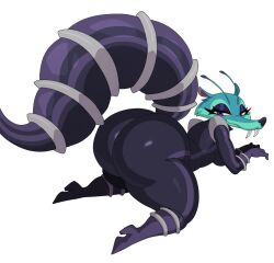 1girls alien alien_girl antennae ass ass_focus bedroom_eyes big_ass big_butt fangs female female_only high_heels ice_age_(series) ice_age_collision_course large_ass large_butt large_tail presenting_hindquarters purple_eyes scrat_spaced_out scratazon scratazon_leader sssonic2 suit tail teal_fur