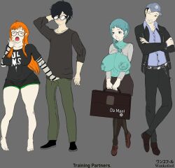 bigger_male cap female fuuka_yamagishi glasses hand_in_pants huge_breasts junpei_iori persona persona_3 persona_3_reload persona_5 ren_amamiya sakura_futaba thick_ass thick_thighs wankofool wide_hips yawn