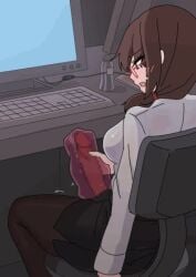 <1_second_video 1futa animated artificial_vagina big_penis brown_hair censored duke_shiwa futa_only futanari futanari_masturbation glasses horny large_penis light-skinned_futanari light_skin masturbation mosaic_censoring mosaic_censorship mp4 no_sound office_futa office_lady onahole penis sex_toy shiwa_kou shorter_than_10_seconds solo solo_futa vertical_video video