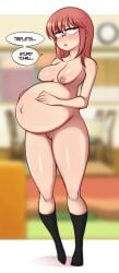 1girls alternate_breast_size big_belly breasts dialogue disproportional english_text female glasses hi_res hyper_belly hyper_pregnancy kobayashi medium_breasts miss_kobayashi's_dragon_maid naked nude nude_female pink_hair png pregnant pregnant_with_multiples pussy saltyxodium uncensored