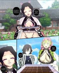 1boy 1futa 1girls 3d anal ass big_ass breasts demon_slayer dialogue female femboy futanari huge_ass huge_breasts human iguro_obanai kaburamaru kanroji_mitsuri kimetsu_no_yaiba kochou_shinobu large_breasts male male/female male/male sex text vaginal_penetration xscapism