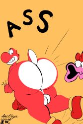 anthro ass balls big_ass big_balls big_butt big_penis birdo birdo_(character) drugs ducktape_lizard_inc duo genitals girly growth hi_res huge_ass male mario_(series) nintendo penis pills pogchamp reptile scalie text yoshi