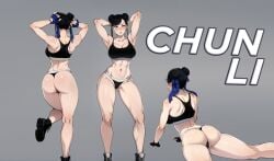 1girls arm_band armband asian_female ass big_ass breasts brown_hair cameltoe chinese chun-li female female_only fully_clothed hair_bun hair_buns inusanjp large_ass large_breasts lips sneakers solo sports_bra sportswear street_fighter thick thick_ass thick_thighs thighs_together