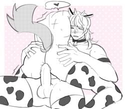 2boys anal boyfriend_to_death cow_bikini cow_print cow_print_bikini cowbell cowgirl_position cowprint_lingerie femboy femboy_on_femboy femboydom femboysub fox_tail heart lawrence_oleander male/male ren_hana riding riding_penis soymilklatte001 stockings submissive_male thigh_highs thighhighs twink twink_penetrated unsure_dom