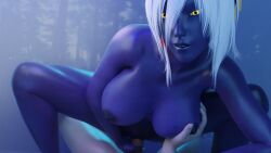 3d 3d_(artwork) assdepik big_breasts big_thighs breast_grab breasts cowgirl_position dark_skin elf elf_ears elf_female fallen_throne female female_penetrated male male/female male_human/female_elf pov queen_nualia short_hair vaginal_insertion vaginal_penetration vaginal_sex white_hair yellow_eyes