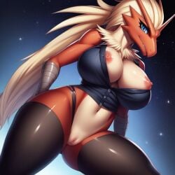 ai_generated anthro big_breasts blaziken blue_eyes breasts female female_only frosting.ai fur furry furrylover5 nude nude_female pokémon_(species) pokemon pokemon pokemon_(species) pussy secretary_outfit solo solo_female tagme