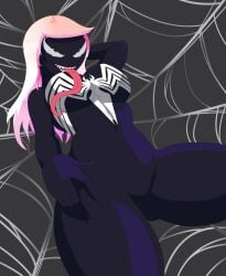 1girls 2d 2d_(artwork) alternate_version_available big_breasts ellie_rose henry_stickmin_(game) long_hair lying marvel nobytes_(artist) pink_hair sharp_nails sharp_teeth smile smiling smiling_at_viewer solo solo_female spider_web symbiote thick_thighs tongue tongue_out venom_(marvel) web