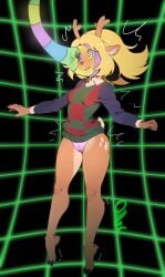 ai_generated deer deltarune horn horns horns_and_hooves hypnosis hypnotic_eyes noelle_holiday panties werewire wet_panties wet_pussy