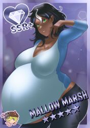 1girls big_belly black_hair clone66 female female_only green_eyes pregnant ready_to_pop solo_female