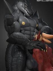 3:4 3d_(artwork) 3d_animation alligator alligatorid animated anthro anthro_on_anthro anthro_penetrated anthro_penetrating anthro_penetrating_anthro balls bara barazoku big_balls big_penis body_part_in_mouth bouncing_balls crocodilian danzer_(reptilligator) deepthroat digital_media_(artwork) dragon duo erection face_fucking facefuck faceless fellatio furry genitals head_grab hi_res huge_cock hybrid irrumatio loop male male/male male_penetrated male_penetrating male_penetrating_male moan muscular muscular_anthro muscular_male nipples non-mammal_balls non-mammal_nipples nude oral oral_penetration pecs penetration penile penile_penetration penis penis_in_mouth ram_(reptilligator) reptile reptilligator scales scalie sex short_playtime size_difference sound sound_warning tagme teeth throat_fuck thrusting thrusting_into_mouth vein video yellow_eyes yellow_nipples