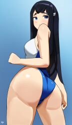 ass_focus blue_eyes dark_hair kill_la_kill kiryuuin_satsuki leotard long_hair swimsuit t-lex