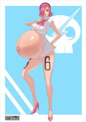 1girls 2023 big_belly blue_eyes clone66 female female_only one_piece pink_hair pregnant pregnant_milf ready_to_pop solo solo_female torpedo_belly vinsmoke_reiju