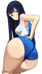 ass_focus below_view blue_eyes dark_hair kill_la_kill kiryuuin_satsuki leotard long_hair swimsuit t-lex