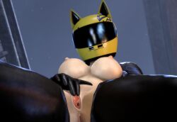 3d anus black_clothing bodysuit breasts cat_ear_helmet cat_ears celty_sturluson clothing durarara!! faceless_character faceless_female female female_only from_below helmet mask masked_female masturbation motorcycle_helmet prometheoos pussy pussy_juice skin_tight solo source_filmmaker tight_clothing unzipped unzipped_bodysuit