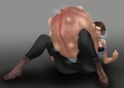 1girls big_belly brown_hair clone66 disproportional female female_only hyper_belly jill_valentine pregnant ready_to_pop resident_evil solo torpedo_belly veiny_belly