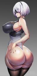 1girls amamiya_(abaros) android_girl ass ass_focus big_ass blindfold breasts bubble_butt dat_ass female highleg_leotard hips huge_ass huge_thighs large_breasts leotard light-skinned_female light_skin mole_under_mouth nier nier:_automata png skindentation sweat sweaty_butt thick_thighs thigh_squish wedgie wide_hips yorha_2b