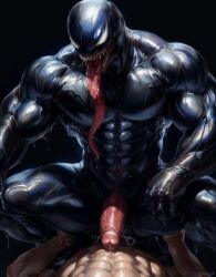 2boys ai_generated ass azzit erection facesitting fangs gay human humanoid_penis long_tail male male/male male_only marvel marvel_comics muscular muscular_male nude pecs penis rimming sex sweat symbiote tongue tongue_out venom venom_(marvel)