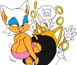 1boy 1boy1girl 1girls ass ass_on_face bat big_ass big_breasts big_butt breasts butt color dbaru edit fox humor losing_rings older_female rings rouge_the_bat sitting_on_face sonic_(series) tails younger_male