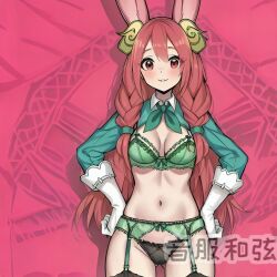 1girls ai_generated bunny_ears duel_monster lingerie rabbit_humanoid yu-gi-oh! zoodiac_bunnyblast