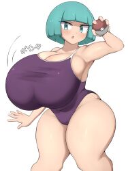 bathing_suit huge_breasts jaga334 one-piece_swimsuit pokeball pokemon swimsuit swimwear team_galactic team_galactic_grunt team_galactic_grunt_(female)