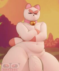 2023 3d 3d_(artwork) absurd_res angry anthro anxiboi arms_crossed bee_and_puppycat bell_collar big_penis bottom_heavy brown_body brown_fur calico_cat canid canine cartoon_hangover collar detailed_background digital_media_(artwork) domestic_cat domestic_dog felid feline felis flaccid front_view fur furry genitals girly hi_res humanoid_genitalia humanoid_penis male male_only mammal markings masturbation naked nude outside penis puppycat simple_background simple_eyes solo solo_male sunset tail text thick_thighs two_tone_body veiny_penis watermark white_body wide_hips