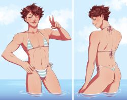 1boy ass bikini crossdressing haikyuu!! male male_only oikawa_tooru_(haikyuu!!) solo tagme twink