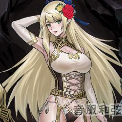 1girls ai_generated blonde_hair duel_monster elf elf_ears lingerie subterror_nemesis_archer yu-gi-oh!