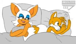 1boy 1boy1girl 1girls after_sex aged_up anthro bat bed color edit fox hyoumaru nervous older_female older_woman_and_younger_boy rouge_the_bat satisfied_look sega smiling smiling_at_partner sonic_(series) sonic_the_hedgehog_(series) tagme tails younger_male