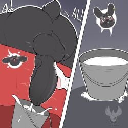 2d absurd_res anthro anthro_only ass backsack balls big_ass big_balls big_butt big_penis blush bodily_fluids bucket buckteeth bunny cum cum_bucket cum_collecting cum_in_bucket cumshot ear_piercing erect_penis erection excessive_cum furry genital_fluids genitals hand_on_penis handjob heart hi_res horn huge_cock lagomorph looking_pleasured male male/ambiguous male_only mammal milking moaning motion_lines naked nude offscreen_character on_front open_mouth orgasm orgasm_face paws penis perineum piercing rear_view simple_background spread_legs tail tail_tuft tailwag text vein watermark yamwamm zarek_(anxiousanxiety)