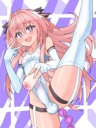 1boy 1femboy 2023 alternate_version_available anal anal_beads anal_beads_in_ass anal_insertion armwear astolfo_(fate) black_garter_belt blush crossdressing erect_penis erection erection_in_leotard erection_in_swimsuit erection_in_swimwear eyebrows_visible_through_hair eyelashes fate_(series) fingerless_armwear flesh_fang garter_belt garter_straps highleg_leotard highleg_swimsuit leg_up legwear leotard long_hair looking_at_viewer nipple_bulge nipples nipples_visible_through_clothing onahole open_mouth penis_shaped_bulge pink_hair sanumaro sex_toy sex_toys simple_background splits standing standing_on_one_leg standing_split swimsuit swimwear trap vertical_splits white_armwear white_garter_straps white_legwear white_stockings