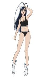 1boy blacked blacked_clothing bleach bleach:_the_thousand-year_blood_war blue_eyes blue_hair crop_top femboy flat_chest giselle_gewelle male male_only panties solo transparent_background trap