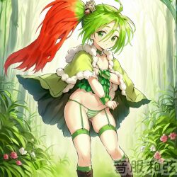 1girls ai_generated duel_monster green_hair lingerie multicolored_hair pilica_descendant_of_gusto red_hair yinfu_chords yu-gi-oh!