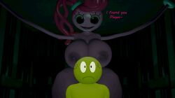 2023 3d 3d_(artwork) big_ass big_breasts green_eyes mommy_long_legs pink_body pink_hair pink_skin player poppy_playtime protagonist_(poppy_playtime) skulltronprime969 text