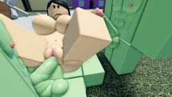 1girls 3boys 3d abs artist_request breasts double_penetration gangbang green_body high_resolution jacking_off light-skinned_female male/female male_penetrating_female monster oc oc_character penetration roblox robloxian source_request straight tagme vaginal vaginal_insertion vaginal_penetration vaginal_sex zombie