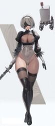 breasts nier:_automata nipples pod_(nier) yorha_2b