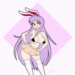 1girls animal_ears animated bikini black_bra blush bouncing_breasts bra breasts dance dancing female hand_on_hip hip_focus hip_sway hips large_breasts long_hair looping_animation no_sound panty_straps purple_hair rabbit_ears red_eyes reisen_udongein_inaba shorter_than_10_seconds shorter_than_30_seconds skirt solo swimsuit tagme thighhighs thong touhou ugoira underwear video zedrin